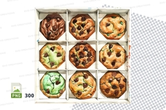 Colorful assorted donuts clipart transparent PNG set Product Image 1