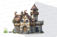 Cartoon haunted house clipart spooky fantasy cottage illustr Product Image 1