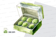 Green avocado clipart in clear plastic container PNG Product Image 1