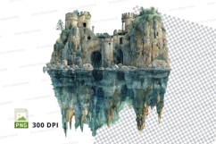 Castle reflection water fantasy clipart illustration isolate Product Image 1