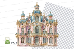 Pink Baroque Palace Clipart PNG Vector Illustration Product Image 1