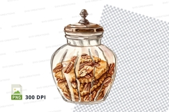 Glass jar filled with mixed nuts clipart transparent PNG Product Image 1