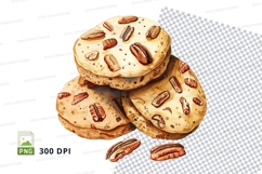 Pecan nut cookies stack clipart transparent background Product Image 1