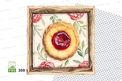 Red velvet donut clipart in floral gift box PNG Product Image 1