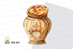 Golden cookie jar clipart vintage ornate isolated PNG Product Image 1