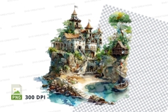 Floating castle fantasy island clipart PNG transparent 300 D Product Image 1