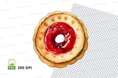 Red jam donut clipart isolated transparent background sweet Product Image 1
