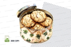 Golden cookies in tin can clipart png transparent background Product Image 1