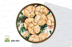Macadamia nuts in decorative floral bowl clipart png Product Image 1