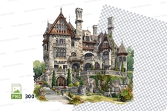 Gothic mansion clipart illustration isolated transparent PNG Product Image 1