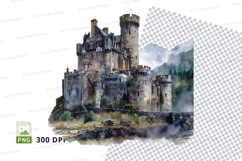 Haunted castle clipart PNG fantasy medieval fortress illustr Product Image 1