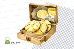 Lemon slices in wooden box clipart transparent background Product Image 1