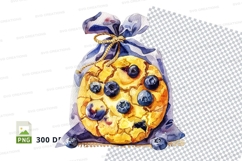 Blueberry muffin gift bag clipart isolated transparent PNG Product Image 1
