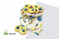 Blueberry muffins clipart bundle in white gift bag PNG Product Image 1