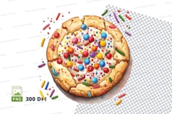 Colorful birthday cake with sprinkles and candles on table Product Image 1