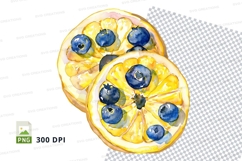 Fresh lemon slices with blueberries clipart png transparent Product Image 1
