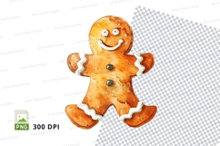 Gingerbread man clipart PNG happy cartoon cookie isolated Product Image 1