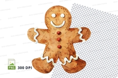 Gingerbread man clipart smiling festive cookie illustration Product Image 1