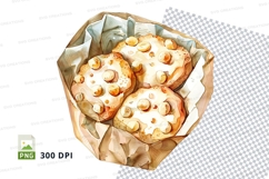 Fresh baked cinnamon rolls in paper bag clipart png Product Image 1