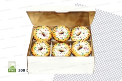 Colorful donuts box clipart transparent background sweet tre Product Image 1