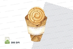 Golden pasta swirl in paper cup clipart isolated PNG Product Image 1
