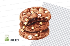 Chocolate chip cookies stack clipart transparent PNG Product Image 1