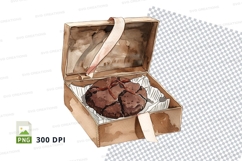Brown gift box with chocolate clipart transparent background Product Image 1