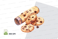 Chocolate chip cookies with can isolated clipart png Product Image 1