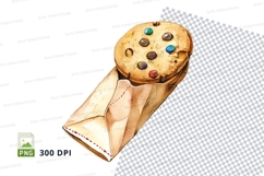 Chocolate chip cookie in paper bag clipart PNG transparent Product Image 1