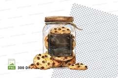 Cookie jar with chocolate chip cookies clipart png illustrat Product Image 1