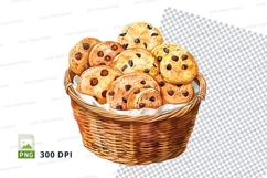 Chocolate chip cookies basket fresh baking clipart PNG Product Image 1