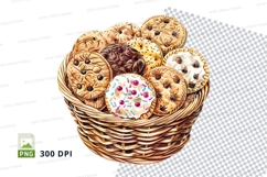 Homemade chocolate chip cookies basket clipart PNG Product Image 1