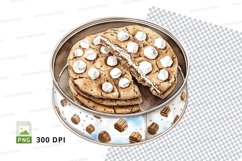 Chocolate cake slice with almonds dessert clipart transparen Product Image 1