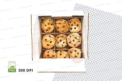 Fresh chocolate chip cookies in open box clipart png Product Image 1
