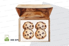 Chocolate chip cookies in gift box clipart PNG Product Image 1