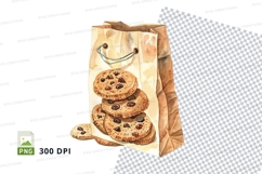 Stacked chocolate chip cookies paper bag clipart PNG Product Image 1