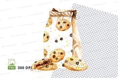 Cute cat apron holding chocolate chip cookies clipart png Product Image 1