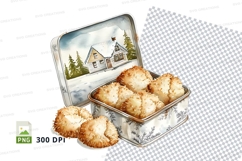Christmas cookies tin box clipart winter holiday gift Product Image 1