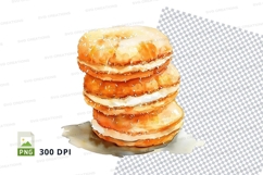 Stacked golden pancakes butter syrup breakfast clipart PNG Product Image 1