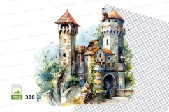 Medieval castle clipart fantasy illustration isolated white Product Image 1
