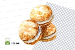 Golden cream puff stack clipart transparent PNG dessert Product Image 1