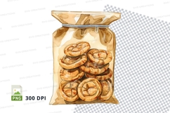 Golden donuts in transparent gift bag clipart PNG Product Image 1