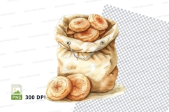 Fresh baked donuts in paper bag clipart PNG transparent Product Image 1