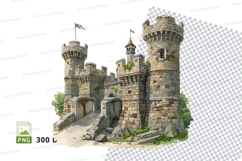 Medieval castle clipart PNG fantasy fortress illustration Product Image 1