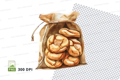 Fresh donuts in paper bag clipart transparent PNG Product Image 1