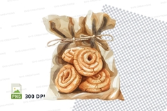 Cinnamon rolls gift bag clipart transparent PNG high detail Product Image 1