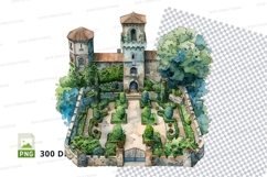 3D castle clipart png transparent fantasy garden illustratio Product Image 1