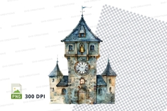 Vintage clock tower clipart PNG transparent background 300 D Product Image 1