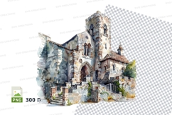 Abandoned church ruin clipart transparent PNG old architectu Product Image 1