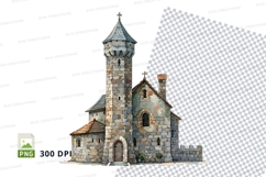 Medieval stone church clipart tower illustration isolated Product Image 1